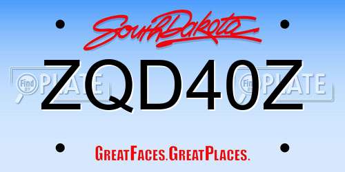 ZQD40Z South Dakota License Plate