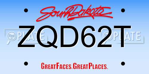 ZQD62T South Dakota License Plate