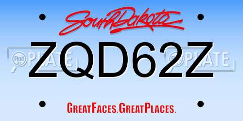 ZQD62Z South Dakota License Plate