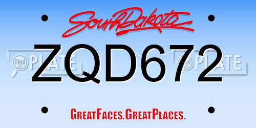ZQD672 South Dakota License Plate