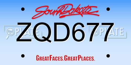 ZQD677 South Dakota License Plate
