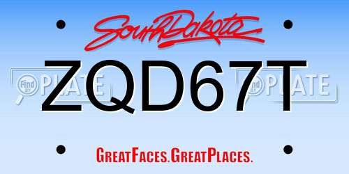 ZQD67T South Dakota License Plate