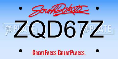 ZQD67Z South Dakota License Plate
