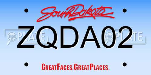 ZQDA02 South Dakota License Plate