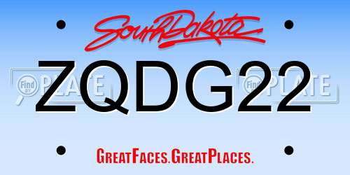 ZQDG22 South Dakota License Plate