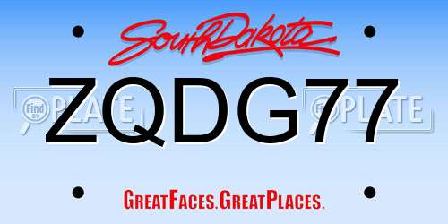 ZQDG77 South Dakota License Plate