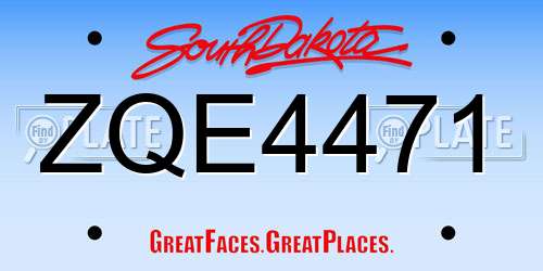 ZQE4471 South Dakota License Plate