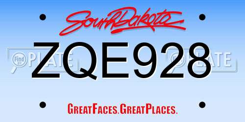 ZQE928 South Dakota License Plate