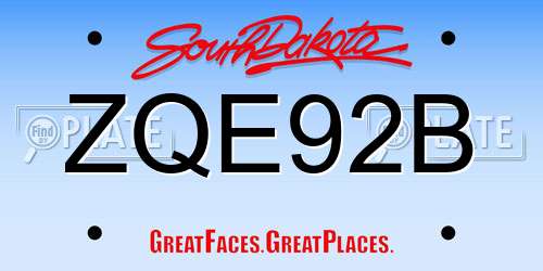 ZQE92B South Dakota License Plate