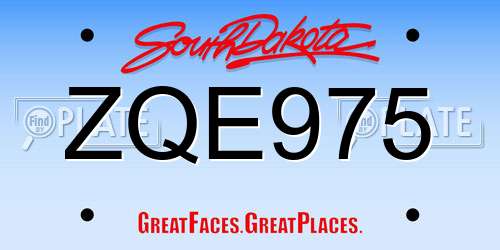 ZQE975 South Dakota License Plate