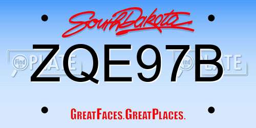 ZQE97B South Dakota License Plate