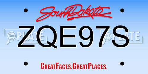 ZQE97S South Dakota License Plate