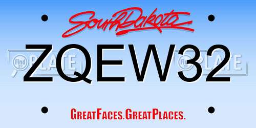 ZQEW32 South Dakota License Plate