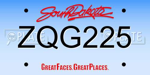 ZQG225 South Dakota License Plate