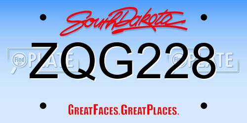 ZQG228 South Dakota License Plate