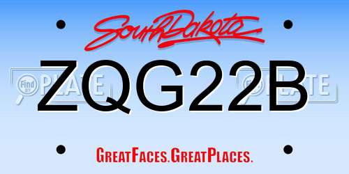 ZQG22B South Dakota License Plate