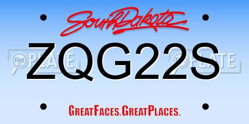 ZQG22S South Dakota License Plate