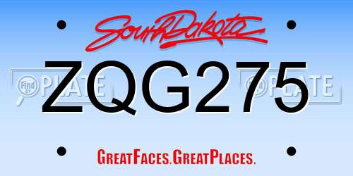 ZQG275 South Dakota License Plate