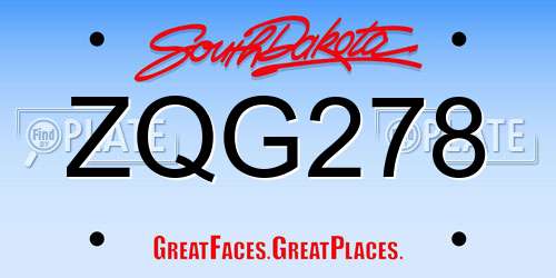 ZQG278 South Dakota License Plate