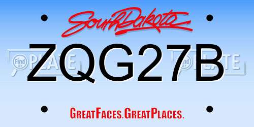 ZQG27B South Dakota License Plate
