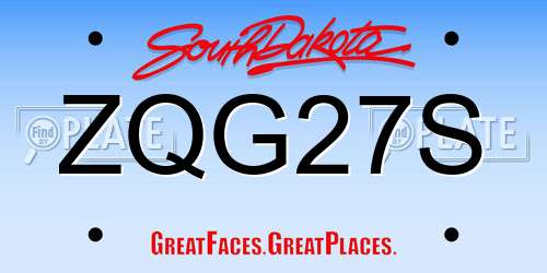 ZQG27S South Dakota License Plate
