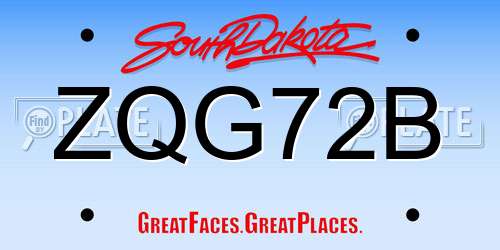 ZQG72B South Dakota License Plate