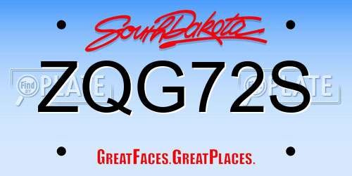 ZQG72S South Dakota License Plate