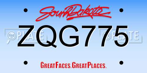 ZQG775 South Dakota License Plate