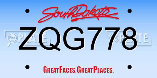 ZQG778 South Dakota License Plate