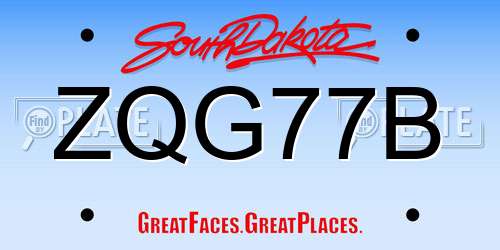 ZQG77B South Dakota License Plate