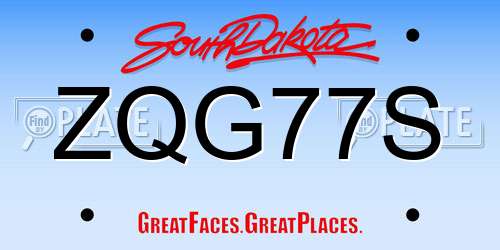 ZQG77S South Dakota License Plate