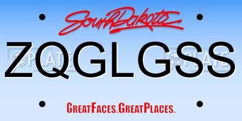 ZQGLGSS South Dakota License Plate