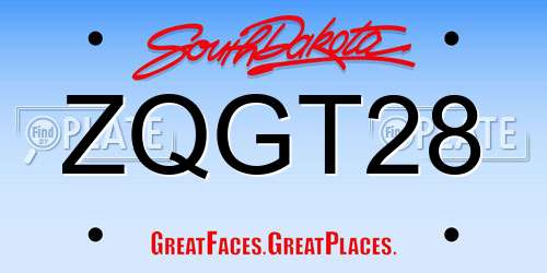 ZQGT28 South Dakota License Plate