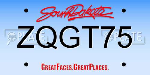 ZQGT75 South Dakota License Plate