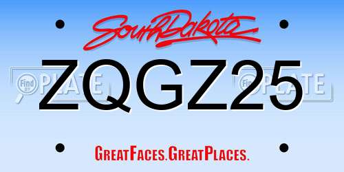 ZQGZ25 South Dakota License Plate