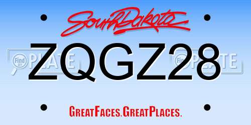 ZQGZ28 South Dakota License Plate