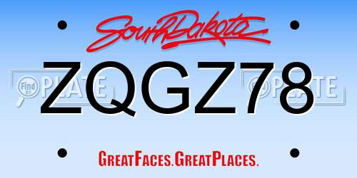 ZQGZ78 South Dakota License Plate