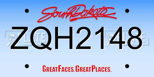 ZQH2148 South Dakota License Plate