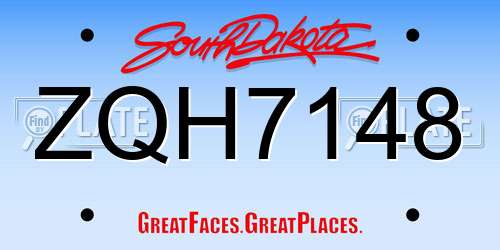 ZQH7148 South Dakota License Plate