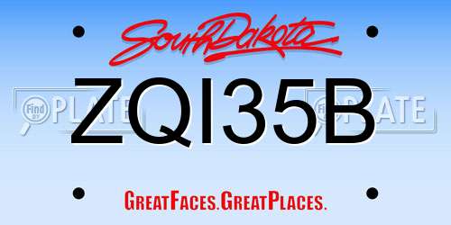 ZQI35B South Dakota License Plate