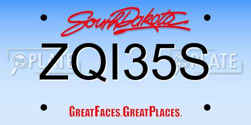 ZQI35S South Dakota License Plate