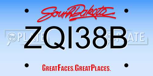 ZQI38B South Dakota License Plate