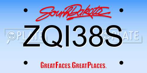 ZQI38S South Dakota License Plate