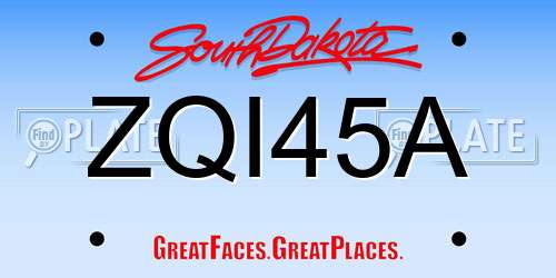 ZQI45A South Dakota License Plate