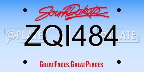 ZQI484 South Dakota License Plate