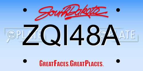 ZQI48A South Dakota License Plate