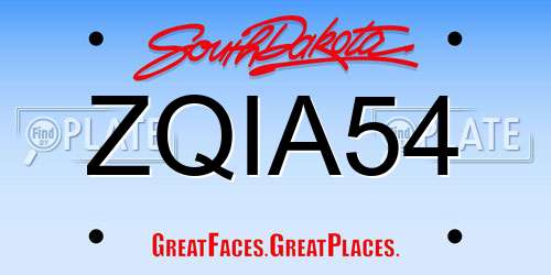 ZQIA54 South Dakota License Plate