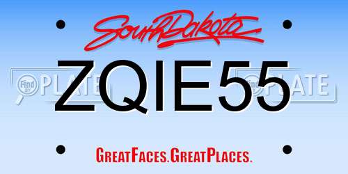 ZQIE55 South Dakota License Plate
