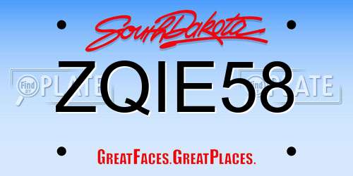 ZQIE58 South Dakota License Plate