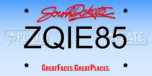 ZQIE85 South Dakota License Plate